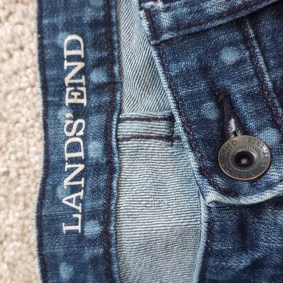 Lands' End Womens Mid Rise Slim Jean Sz 2 Blue Polka Dot Denim Fun Maximalist - Picture 4 of 9